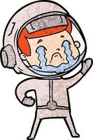 astronauta llorando de dibujos animados vector