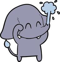 lindo elefante de dibujos animados arrojando agua vector