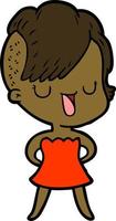 cute cartoon girl with hipster haircut vector