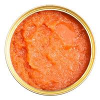 top view of open tin with caviar of whitefish photo