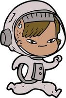 cartoon astronaut woman vector