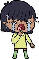 cartoon girl crying vector