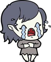 cartoon crying vampire girl vector