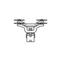 Online delivery icon line with air drone delivery box vector