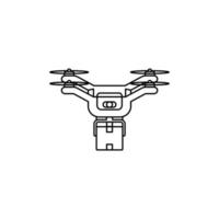 Online delivery icon line with air drone delivery box vector