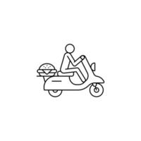 Online food delivery on scooter icon outline vector