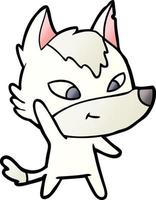 friendly cartoon wolf vector