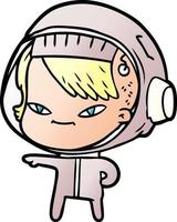 cartoon astronaut woman vector