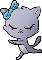 cute cartoon cat with bow vector