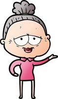 cartoon happy old lady vector