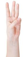 finger counting three - hand gesture photo