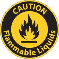 Caution Flammable Liquids Sign On White Background vector