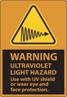 Warning Ultraviolet Light Hazard Label On White Background vector