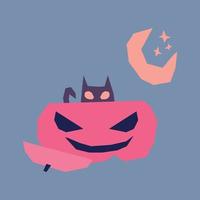 gato dentro de una calabaza vector