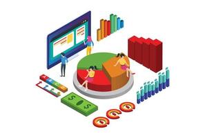 Modern Isometric Chart Analysis Illustration, Web Banners, Suitable for Diagrams, Infographics, Book Illustration, Game Asset, And Other Graphic Related Assets vector