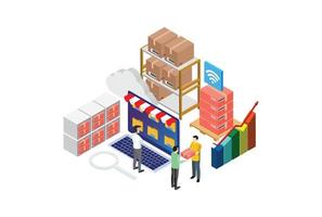 Modern Isometric Product Inventory Illustration, Web Banners, Suitable for Diagrams, Infographics, Book Illustration, Game Asset, And Other Graphic Related Assets vector