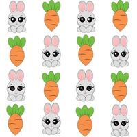 Seamless pattern with rabbit cartoons and carrot vector