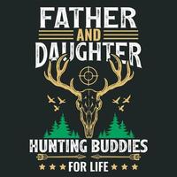 padre e hija cazando amigos de por vida - ciervo, flecha, cabeza de ciervo, bosque - diseño de camisetas vectoriales de caza vector