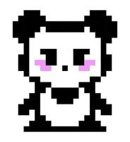 Pixel art icon for video game and print on different product. Cute panda bear. vector