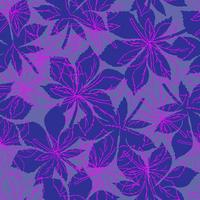 Seamless pattern with leaves of chestnut on background in trendy  color 2022 Very Peri. vector