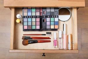 makeup set in open drawer photo