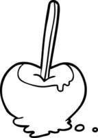 dibujo lineal de una manzana de caramelo vector