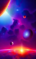 An abstract nebula in outer space and galaxies background of 3D render, suitable for a mobile screen, phone desktop, landing page, UI UX, and wallpaper. photo