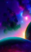 An abstract nebula in outer space and galaxies background of 3D render, suitable for a mobile screen, phone desktop, landing page, UI UX, and wallpaper. photo