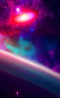 An abstract nebula in outer space and galaxies background of 3D render, suitable for a mobile screen, phone desktop, landing page, UI UX, and wallpaper. photo