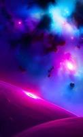 An abstract nebula in outer space and galaxies background of 3D render, suitable for a mobile screen, phone desktop, landing page, UI UX, and wallpaper. photo