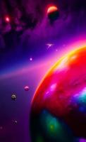 An abstract nebula in outer space and galaxies background of 3D render, suitable for a mobile screen, phone desktop, landing page, UI UX, and wallpaper. photo