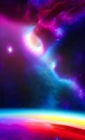 An abstract nebula in outer space and galaxies background of 3D render, suitable for a mobile screen, phone desktop, landing page, UI UX, and wallpaper. photo