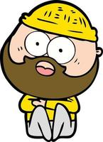 cartoon surprised bearded man vector