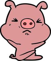 cerdo enojado de dibujos animados vector