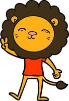 cartoon lion giving peac sign vector