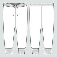 pantalones de chándal jogger de tela polar general técnica moda plano boceto vector ilustración plantilla frontal, vistas traseras. ropa diseño de ropa maqueta cad.