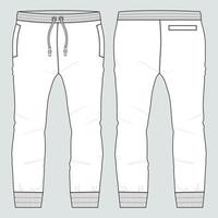 pantalones de chándal jogger de tela polar general técnica moda plano boceto vector ilustración plantilla frontal, vistas traseras. ropa diseño de ropa maqueta cad.