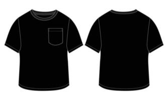 Regular fit Short sleeve T-shirt technical Sketch fashion Flat Template. vector