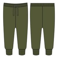 pantalones de chándal jogger de tela polar general técnica moda plano boceto vector ilustración plantilla frontal, vistas traseras. ropa diseño de ropa maqueta cad.