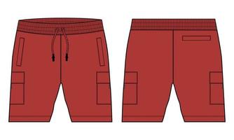 Boys Sweat Shorts vector fashion flat sketch template. Young Men Technical Drawing Fashion art Illustration.