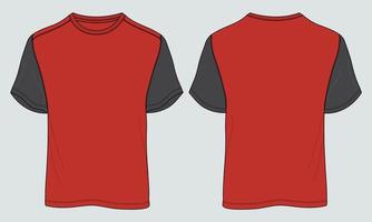 Basic Tee shirt technical fashion flat Sketch drawing template. Blank Short sleeve Apparel design vector illustration mock up Front and Back Views