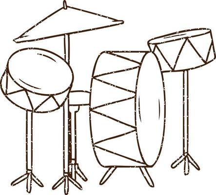 Drumkit Charcoal Drawing