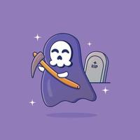 Linda muerte de dibujos animados en ilustración vectorial vector