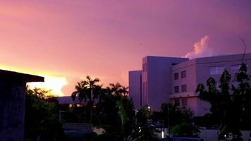 erstaunlich bunt rosa lila sonnenaufgang sonnenuntergang playa del carmen mexiko. video