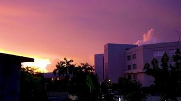 Amazing colorful pink purple sunrise sunset Playa del Carmen Mexico. video