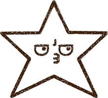 Annoyed Star Charcoal Drawing vector