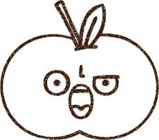 Angry Apple Charcoal Drawing vector