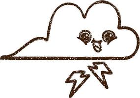 Lightning Cloud Charcoal Drawing vector