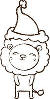 Christmas Lion Charcoal Drawing vector