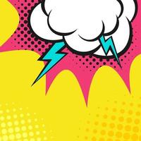 Clouds with lightning. Style comics, halftone. vector